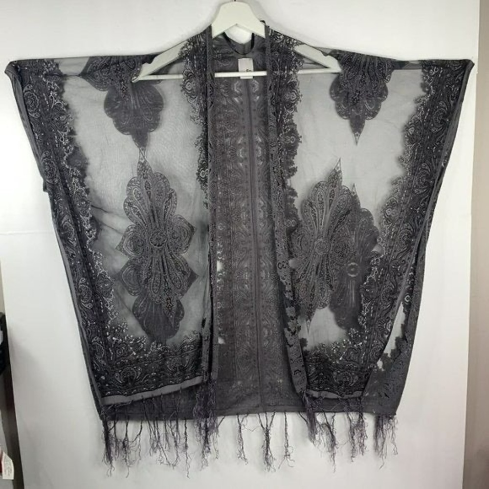 Beautiful Mesh 1920’s Fringe Sheer Shawl- Bohemian